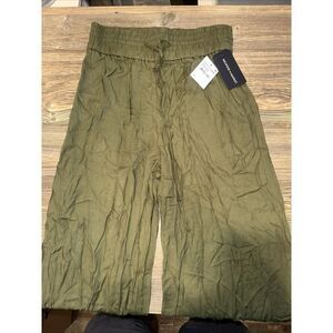 Melrose And Market Olive Moss Pull-On Trousers Pants Drawstring Waist Pockets. N